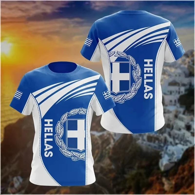Men'S Fashion Greece - Greece Flag Map 3d Printed T