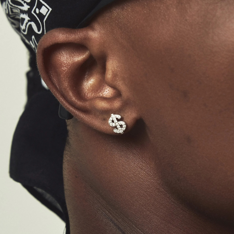 Men'S Fashion For 60 Year Old - American Full Diamond Dollar Letter Stud