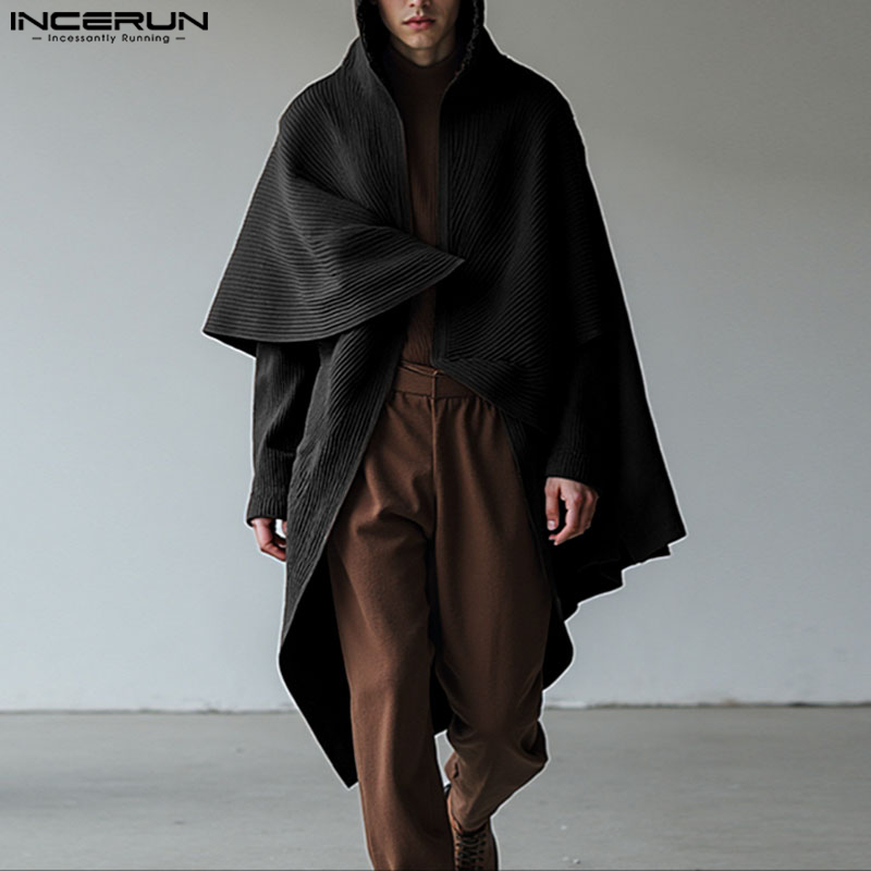 Mens Fashion Poncho - INCERUN Men Long Style Cloak Cape