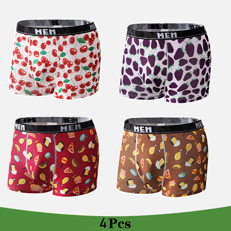 Men'S Fashion Underwear Brands - 4Pcs/Lot Mens Underwear Boxers Fashion printed