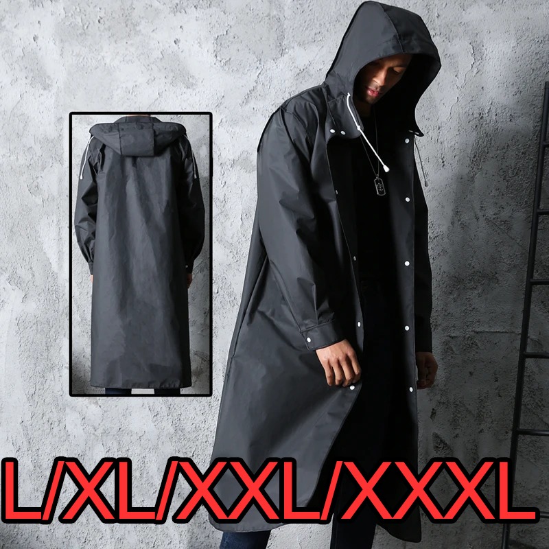 Mens Fashion Poncho - New Black Fashion Adult Waterproof Long