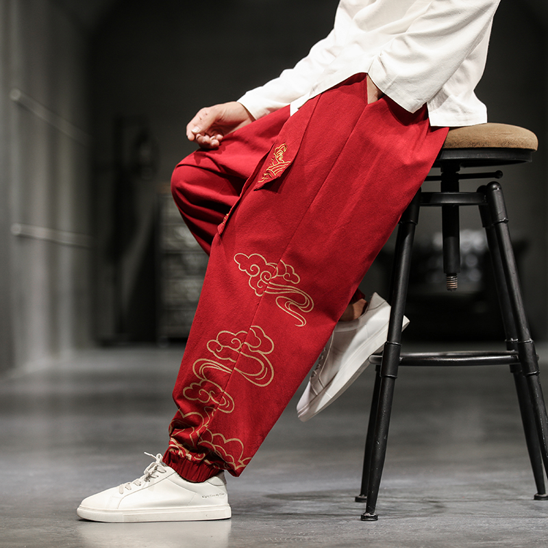 Chinese Style Retro Auspicious - Chino Pants Men avaliação e preço