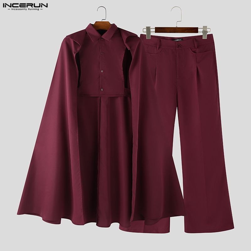 INCERUN Men Sets Solid Color L - Mens Fashion Poncho avaliação e preço