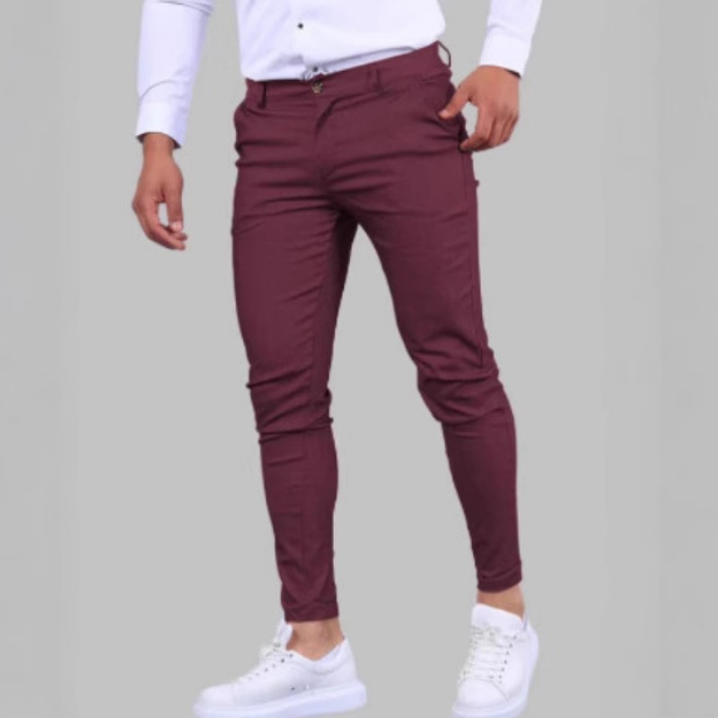 Men's Burgundy Slim Fit Chino  - Chino Pants Men avaliação e preço