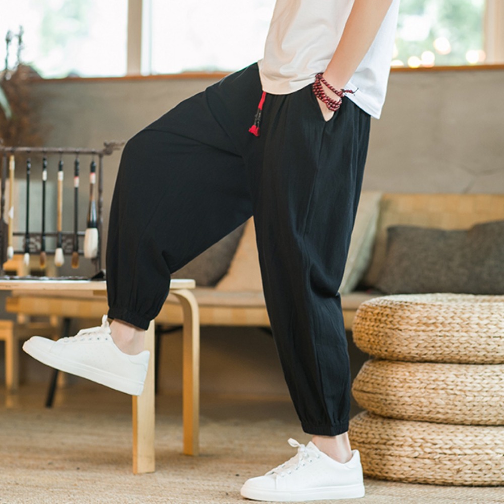 Men's Cotton and Linen Harem P - Chino Pants Men avaliação e preço