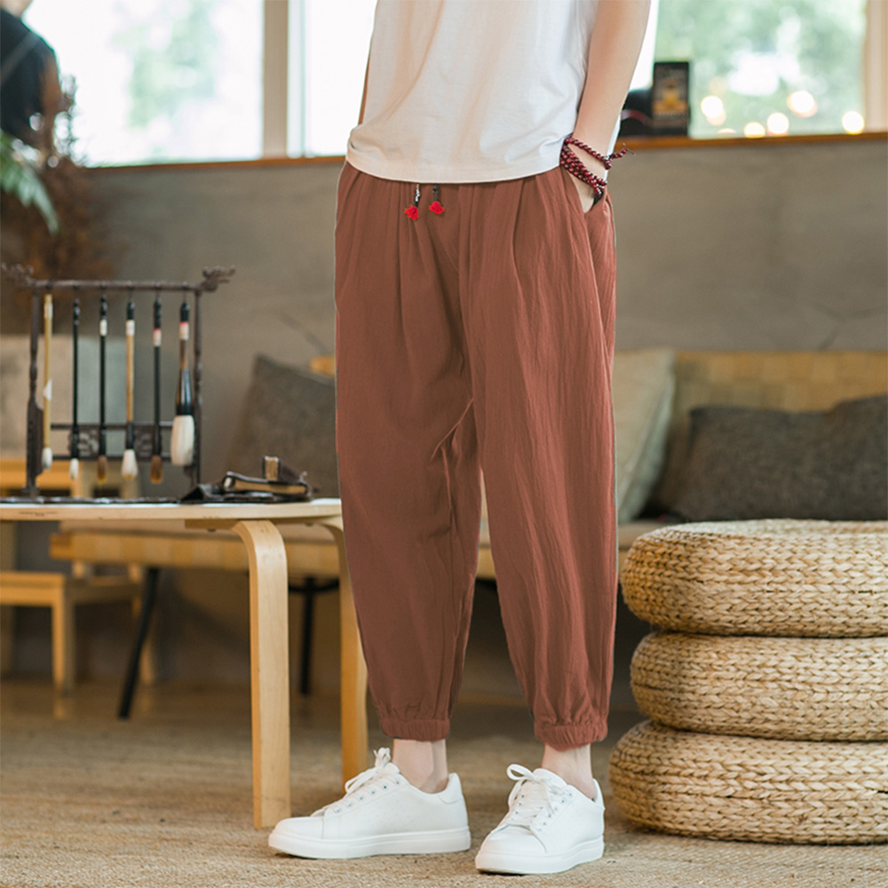 Men's Cotton and Linen Harem P - Chino Pants Men avaliação e preço