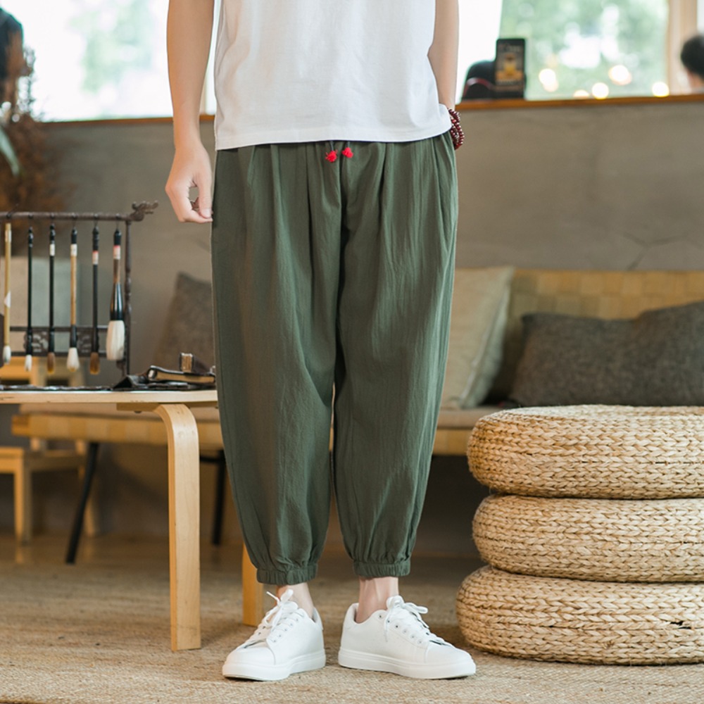Men's Cotton and Linen Harem P - Chino Pants Men avaliação e preço