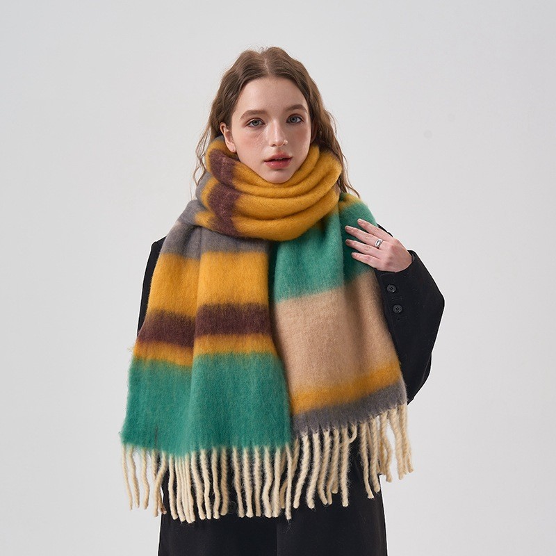 New Winter Rainbow Plaid Brush - Mens Fashion Poncho avaliação e preço
