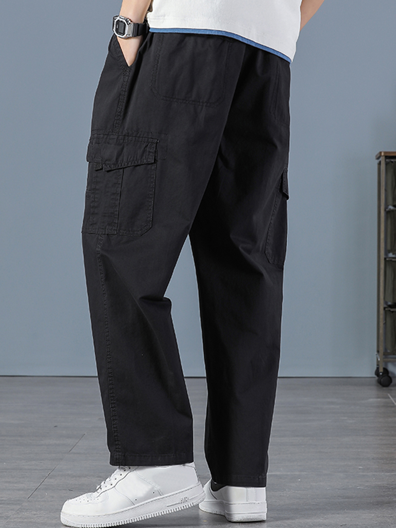 Men's 100% Cotton Straight Bla - Cargo Jogger Pants avaliação e preço