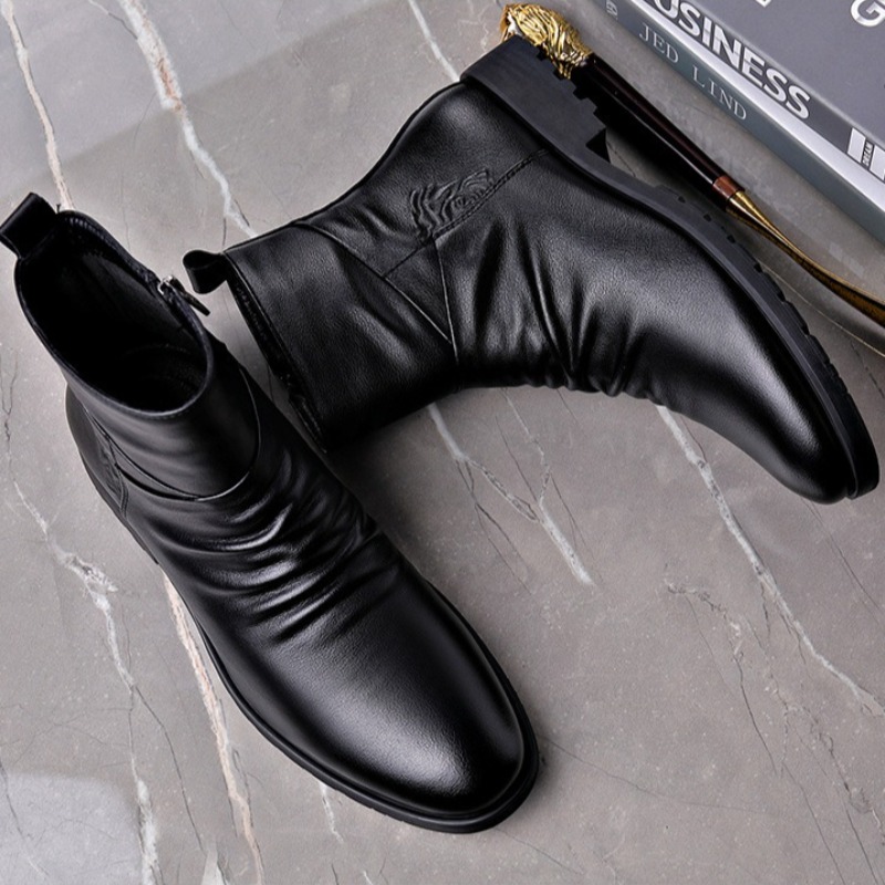 Genuine Leather Men Boots High - Mens Fashion Dress avaliação e preço