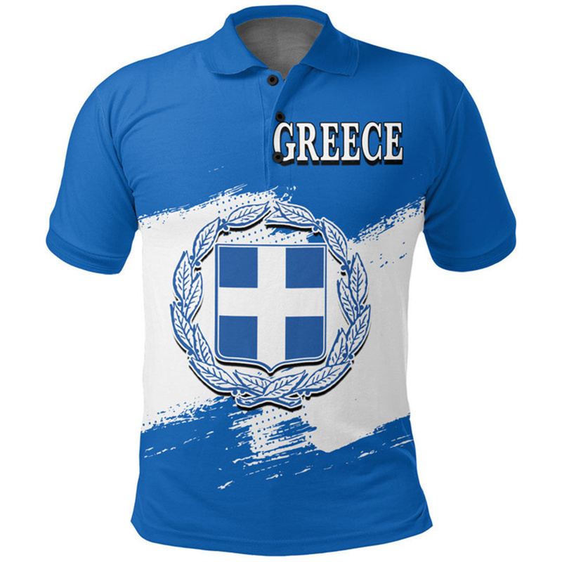 Greece Flag Map 3D Print Polo  - Men'S Fashion Greece avaliação e preço