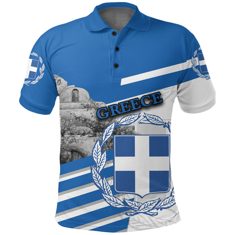 Greece Flag Map 3D Print Polo  - Men'S Fashion Greece avaliação e preço