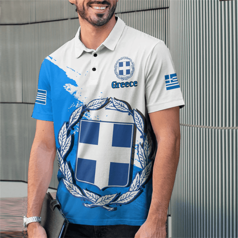 Greece Flag Map 3D Print Polo  - Men'S Fashion Greece avaliação e preço