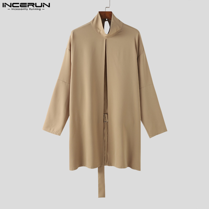 INCERUN Men Cloak Coats Solid  - Mens Fashion Poncho avaliação e preço
