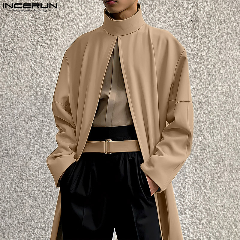 INCERUN Men Cloak Coats Solid  - Mens Fashion Poncho avaliação e preço