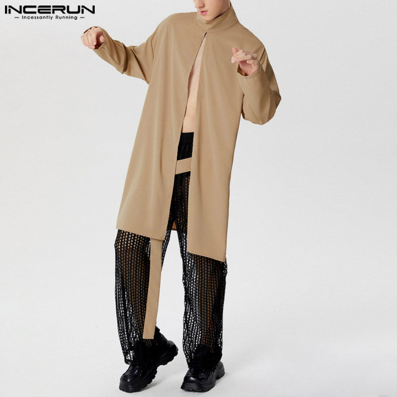 INCERUN Men Cloak Coats Solid  - Mens Fashion Poncho avaliação e preço