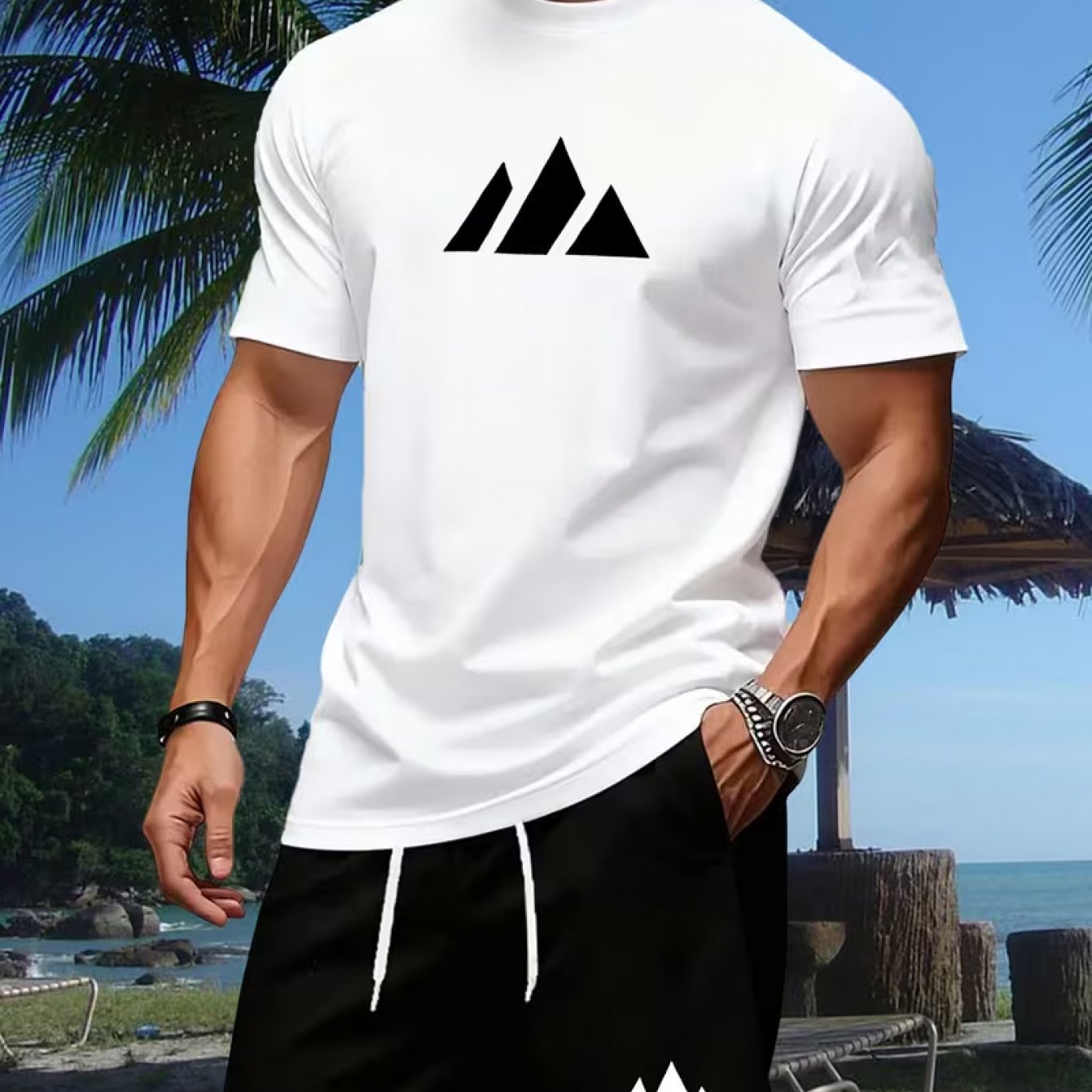 Pattern Printed T-shirt Casual - Mens Fashion Streetwear avaliação e preço