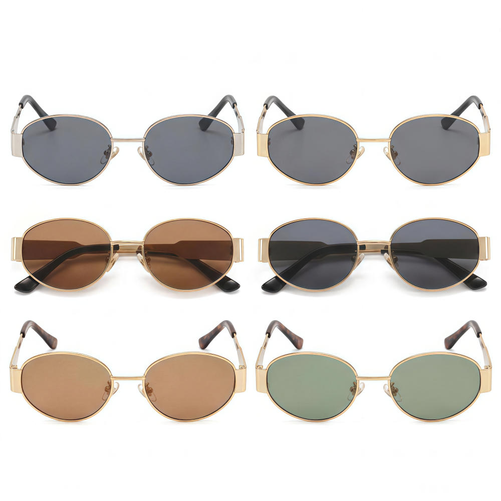Retro Metal Round Frame Sungla - Men Fashion Photography avaliação e preço