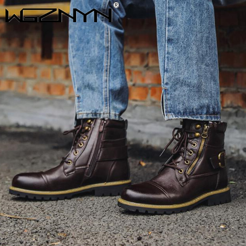 Men Motorcycle Leather Boots D - Mens Fashion Winter 2025 avaliação e preço