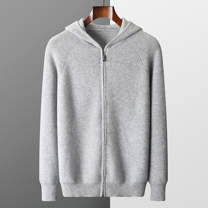 Autumn and winter 100% pure ca - Men'S Fashion Zip Sweater avaliação e preço