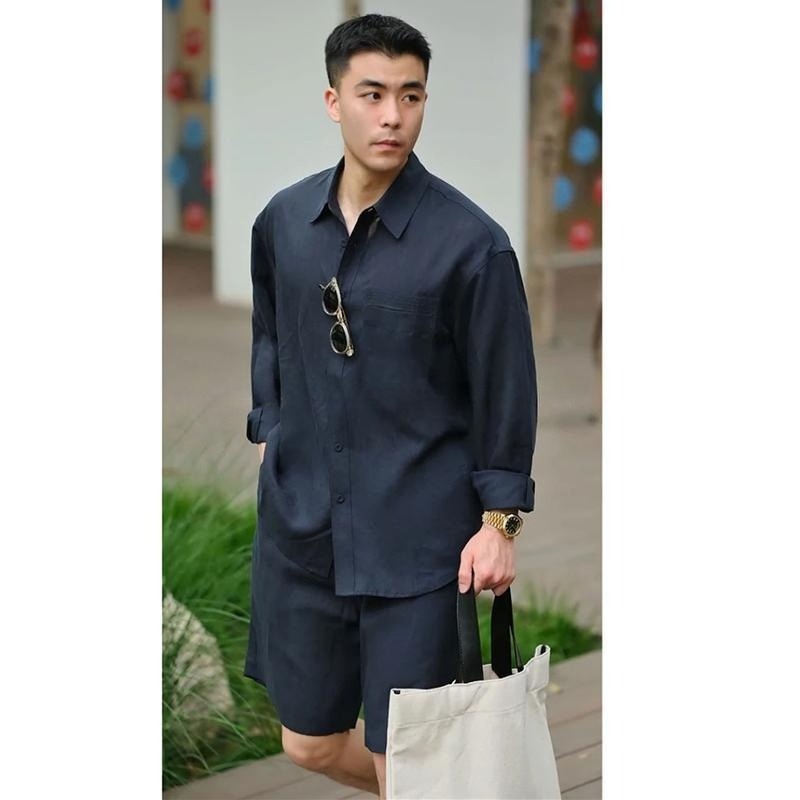 Summer Casual Set Lyocell Line - Mens Fashion Trend avaliação e preço