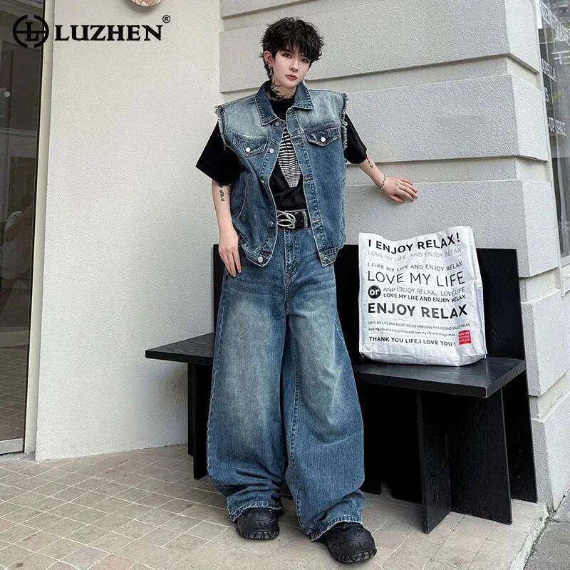 LUZHEN 2026 Summer Denim Two-p - Mens Fashion Streetwear avaliação e preço