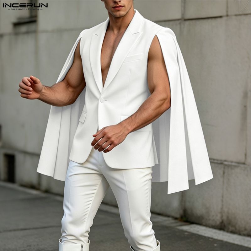 INCERUN Men's Irregular Blazer - Mens Fashion Poncho avaliação e preço