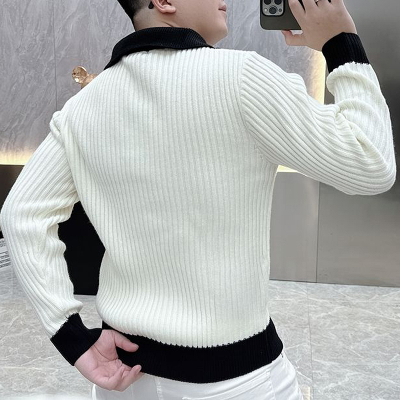 Men Korean Fashion Black White - Men'S Fashion Zip Sweater avaliação e preço