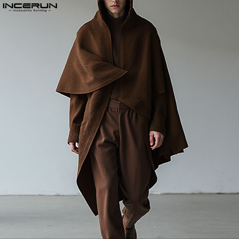 INCERUN Men Long Style Cloak C - Mens Fashion Poncho avaliação e preço