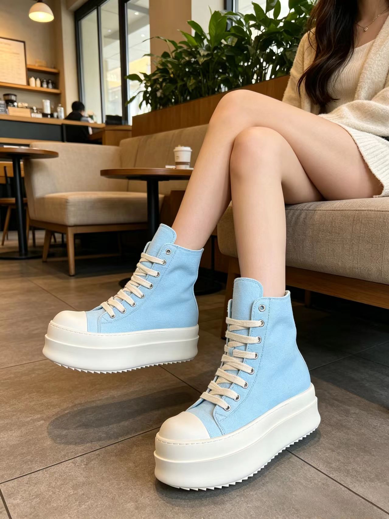 Light Blue High Top Canvas Sne - Casual Sneakers Men avaliação e preço