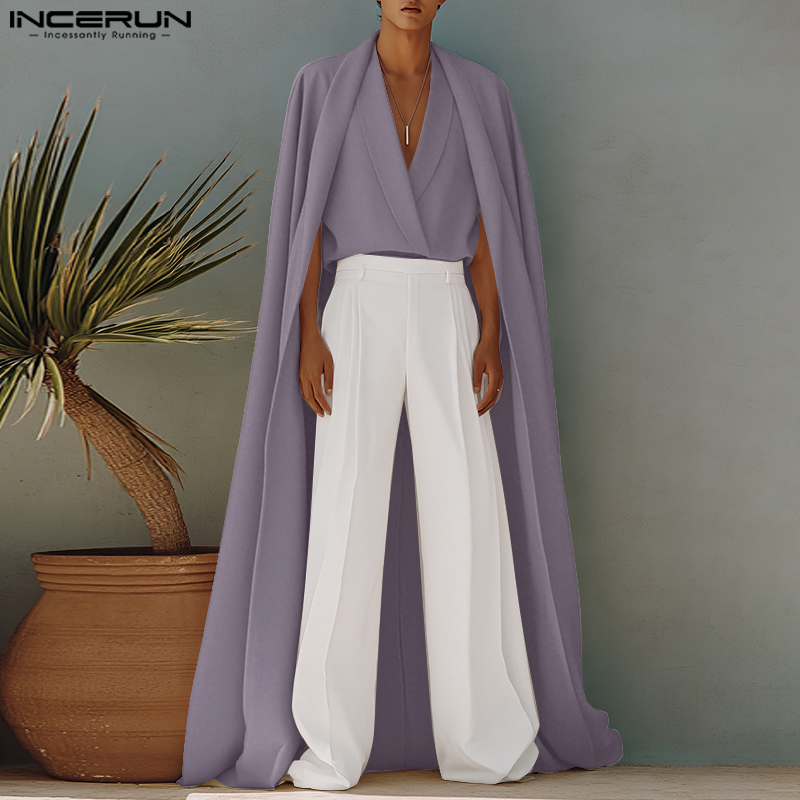 INCERUN Men Long Style Shirt S - Mens Fashion Poncho avaliação e preço