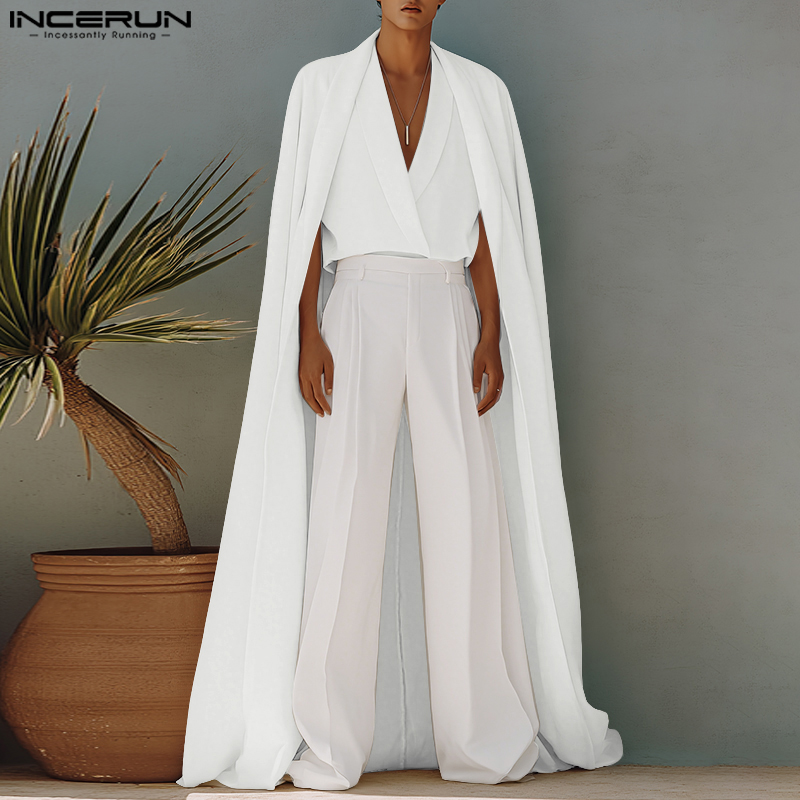 INCERUN Men Long Style Shirt S - Mens Fashion Poncho avaliação e preço