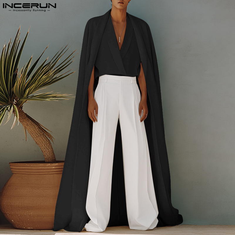INCERUN Men Long Style Shirt S - Mens Fashion Poncho avaliação e preço