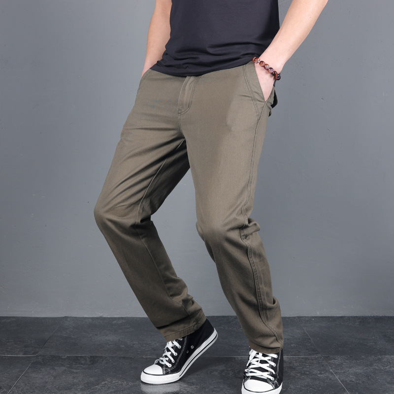 New Men's Spring Autumn Solid  - Chino Pants Men avaliação e preço