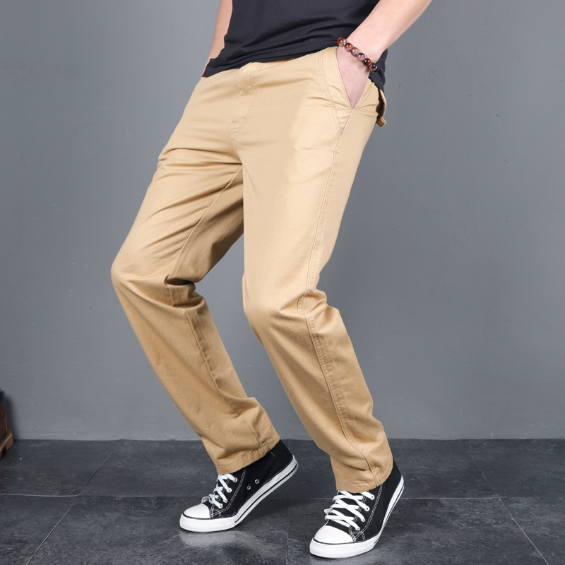 New Men's Spring Autumn Solid  - Chino Pants Men avaliação e preço