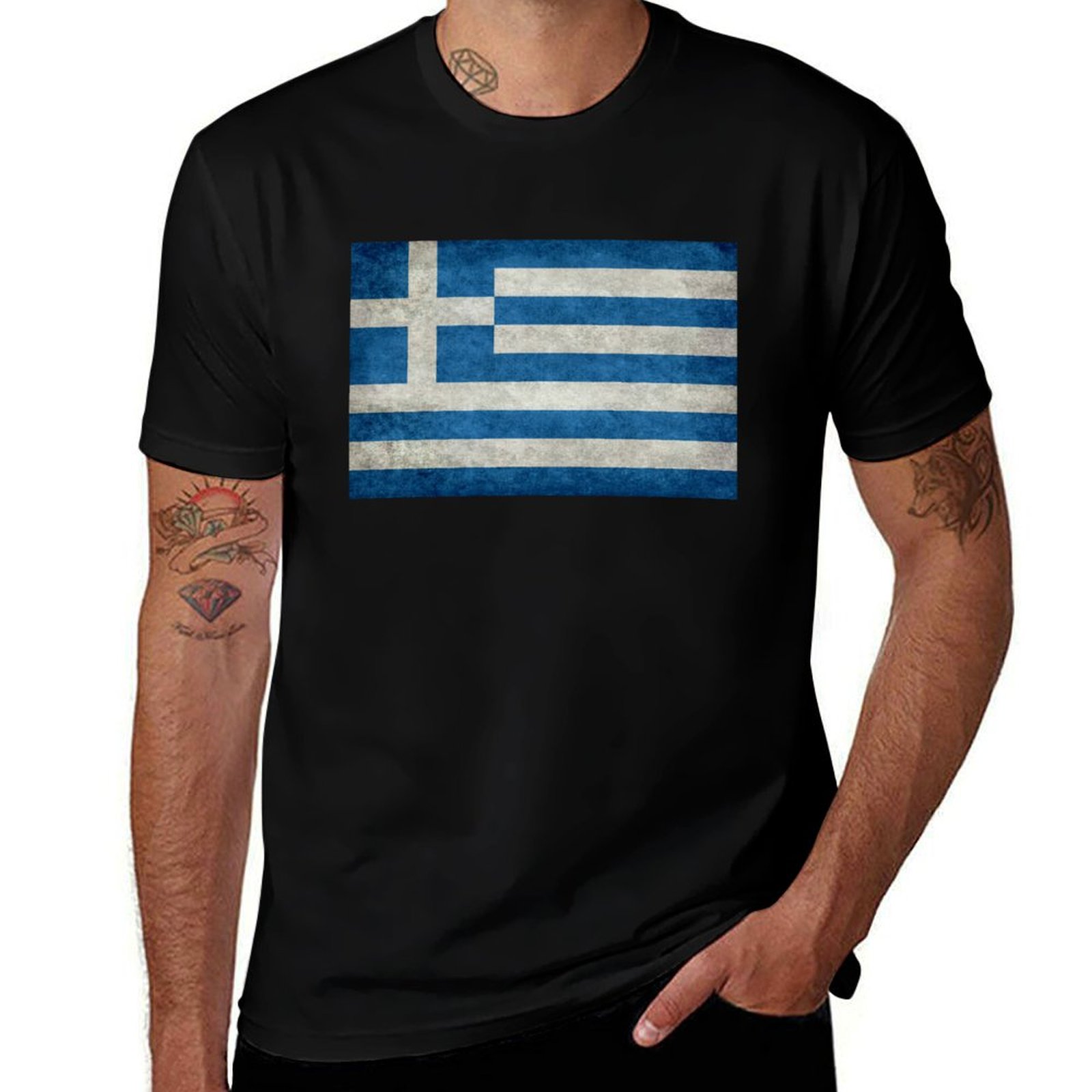 Flag of Greece - Retro vintage - Men'S Fashion Greece avaliação e preço