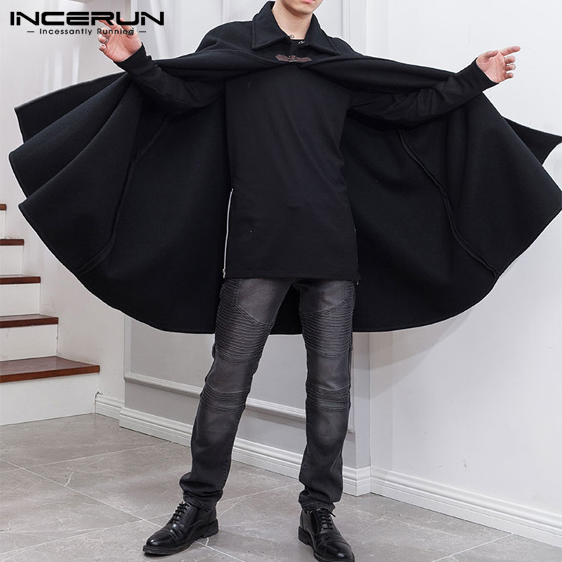 Fashion Men's Cloak Coats Lape - Mens Fashion Poncho avaliação e preço