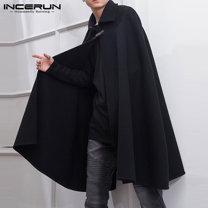 Fashion Men's Cloak Coats Lape - Mens Fashion Poncho avaliação e preço