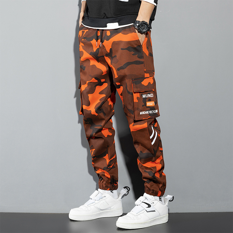 Orange Cargo Pants Men Hip Hop - Chino Pants Men avaliação e preço