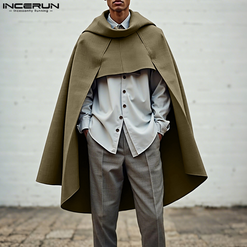 INCERUN Men Cloak Cape Solid C - Mens Fashion Poncho avaliação e preço