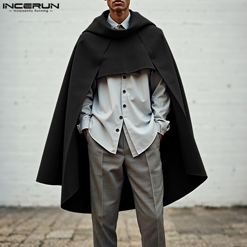 INCERUN Men Cloak Cape Solid C - Mens Fashion Poncho avaliação e preço